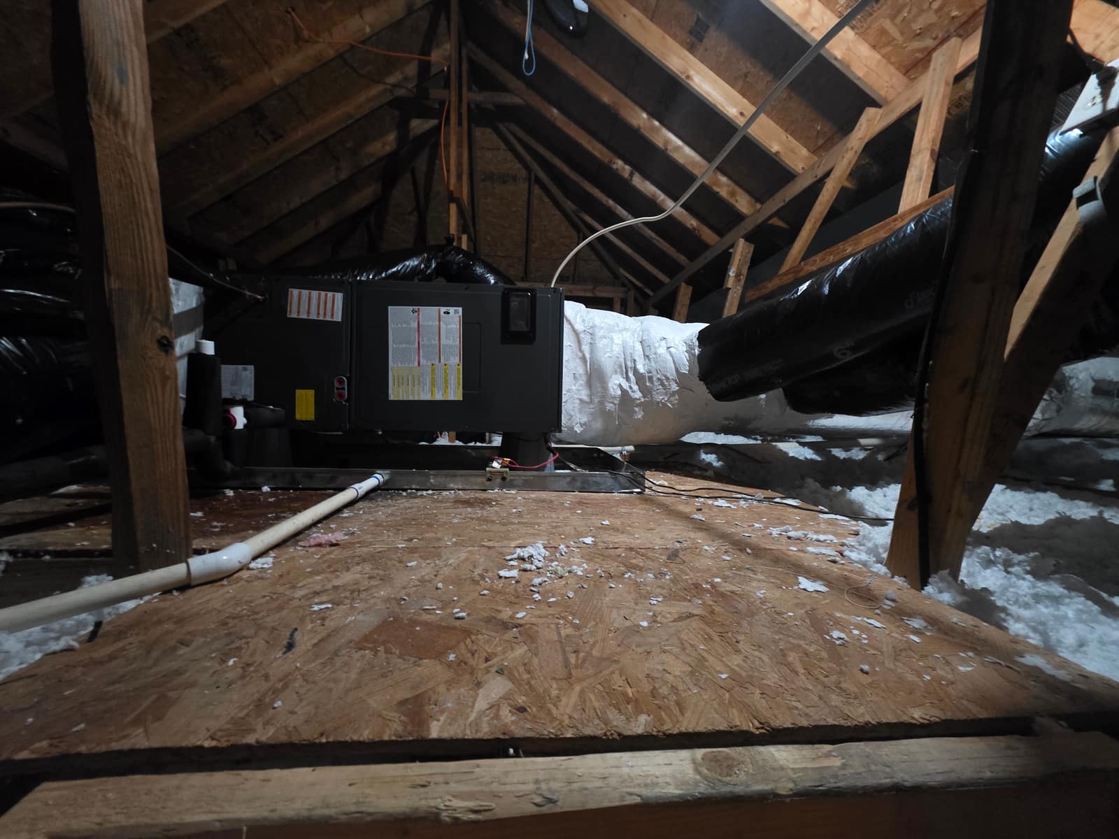 Heat pump air handler installed in a Charleston-area attic